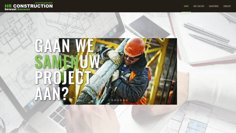 Website van Aannemingsbedrijf HR Construction