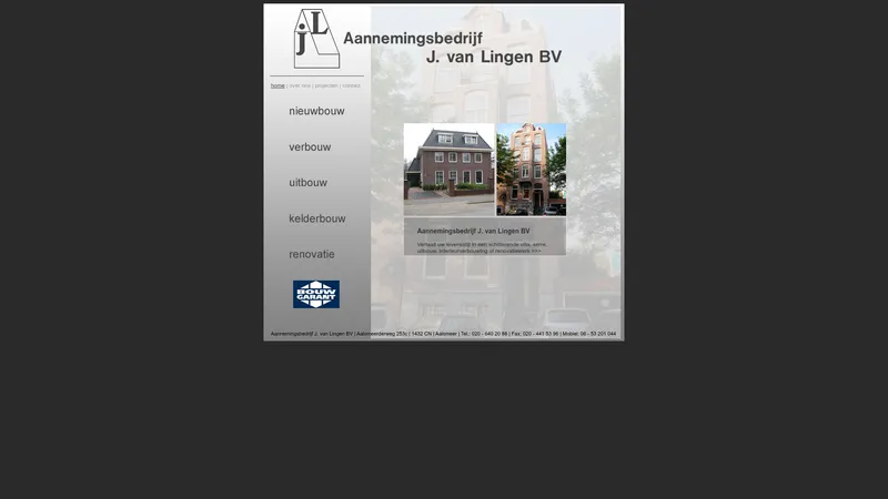 Website van Aannemingsbedrijf J. van Lingen B.V.