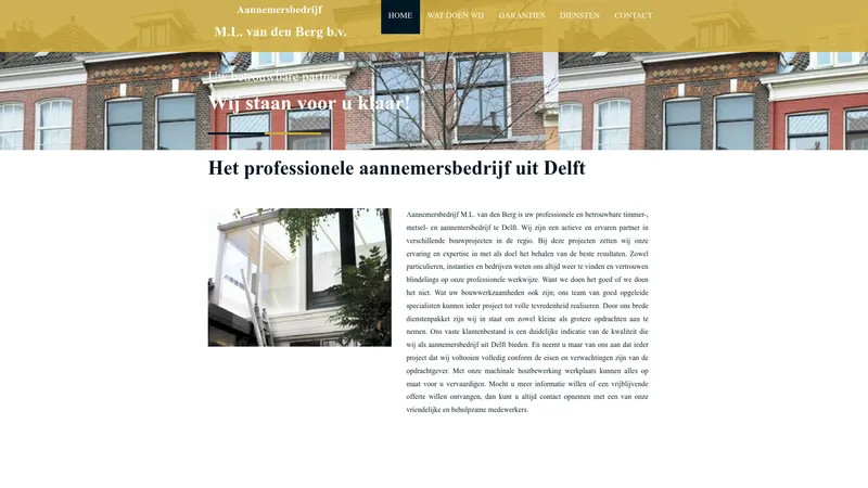 Website van Aannemingsbedrijf M.L. van den Berg B.V.