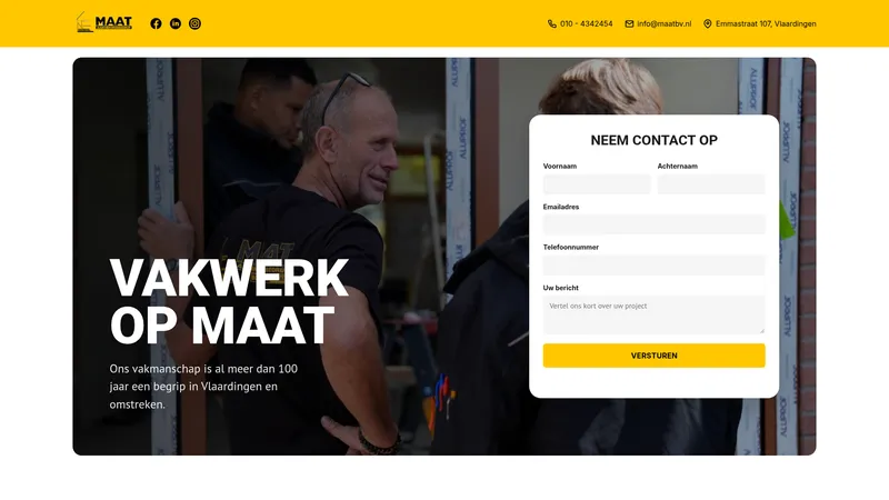 Website van Aannemingsbedrijf Maat B.V.