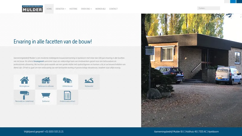 Website van Aannemingsbedrijf Mulder B.V.