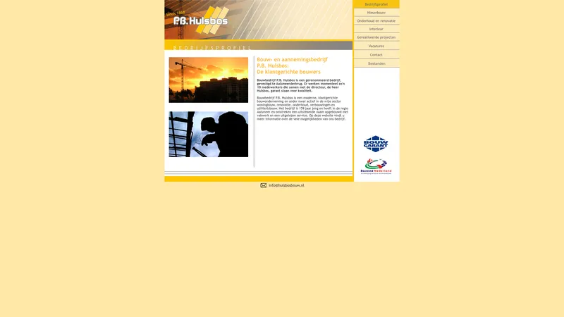 Website van Aannemingsbedrijf P. Hulsbos B.V.