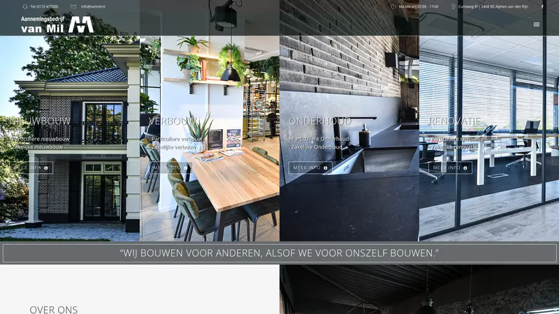 Website van Aannemingsbedrijf Van Mil BV
