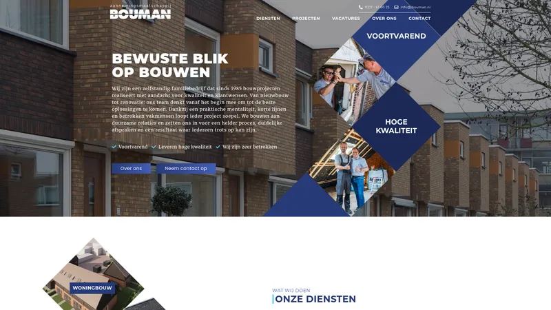 Website van Aannemingsmaatschappij J. Bouman B.V.