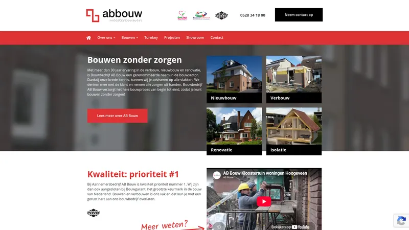Website van AB Bouw B.V.