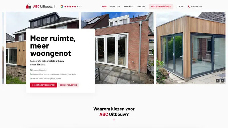 Website van ABC Uitbouw