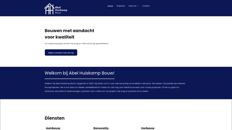 Website van Abel Huiskamp Bouw
