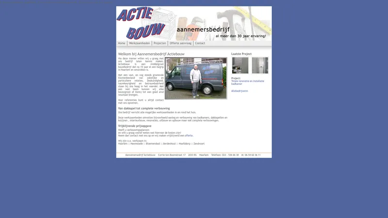 Website van Actie Bouw B.V.