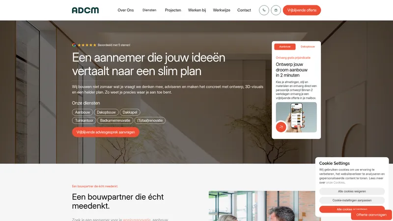 Website van ADCM Bouw en Renovatie B.V.