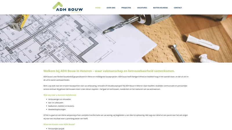 Website van ADH Bouw