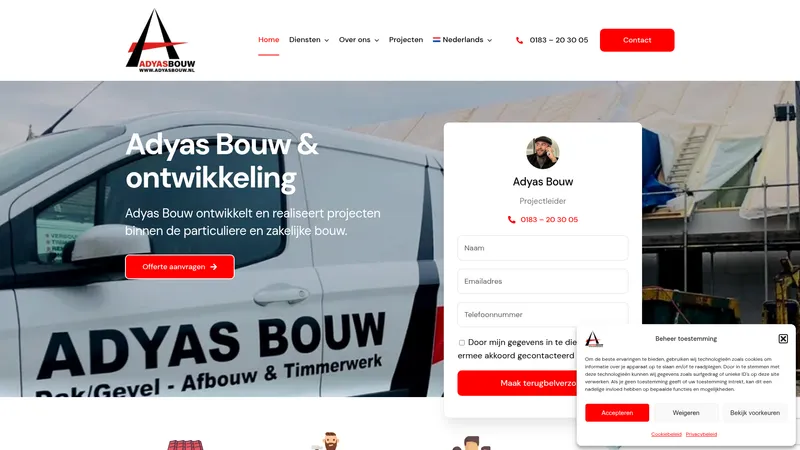 Website van Adyas Bouw BV aannemer