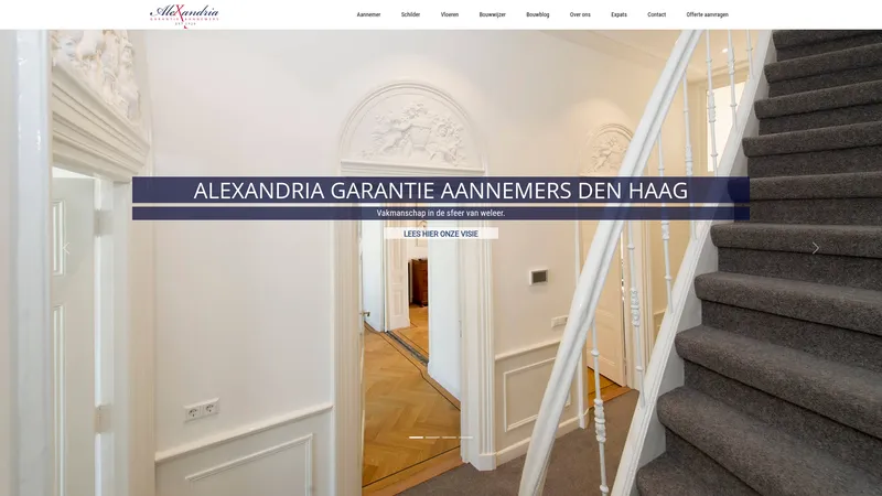 Website van Alexandria Garantie Aannemers BV