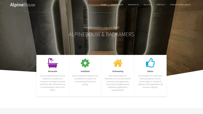 Website van Alpine Bouw B.V.