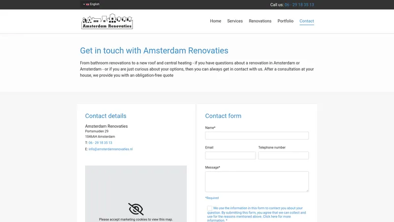 Website van Amsterdam Renovaties