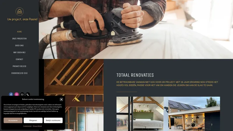 Website van Arks Bouw