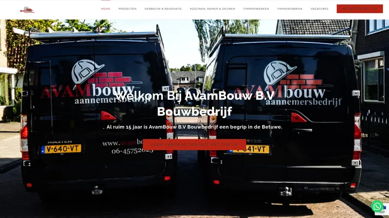 Website van Avambouw BV Aannemersbedrijf