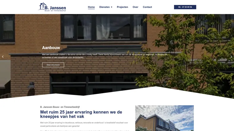 Website van B. Janssen Bouw- en Timmerbedrijf