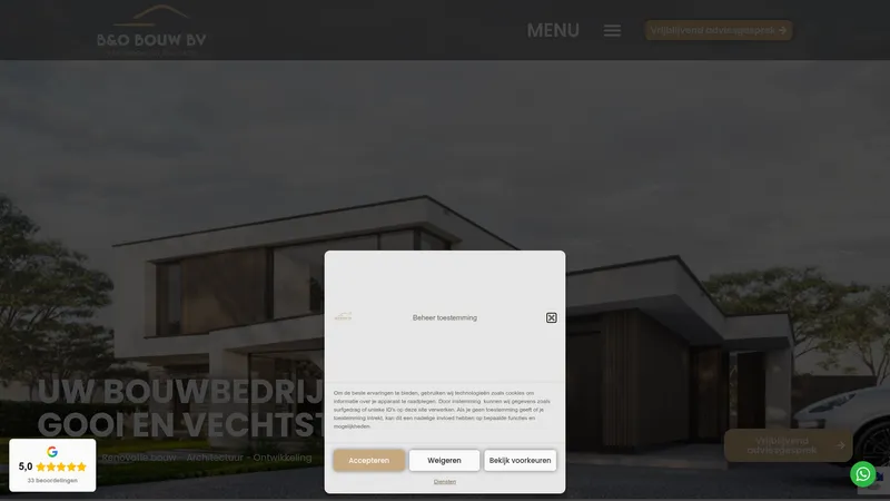 Website van B&O Bouw BV.