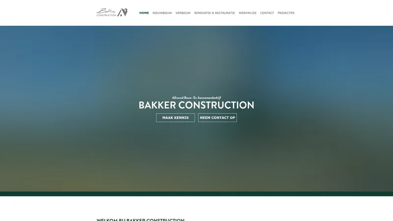 Website van Bakker Construction