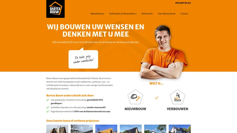 Website van Bartex Bouw