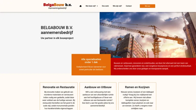 Website van Belga Bouw bv - Aannemersbedrijf