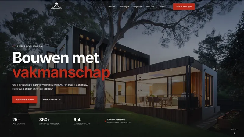 Website van Bever bouwbedrijf B.V