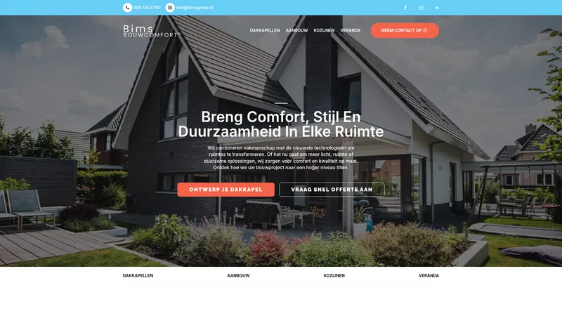 Website van Bims Bouwcomfort