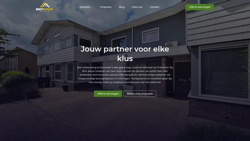 Website van Bint Bouw