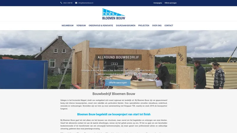 Website van Bloemen Bouw / Bouwzaken Meppel/Zwolle