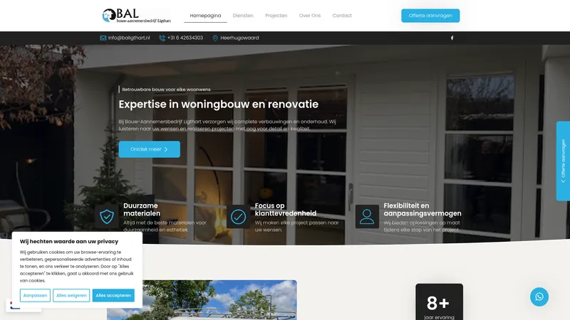 Website van Bouw aannemersbedrijf Ligthart