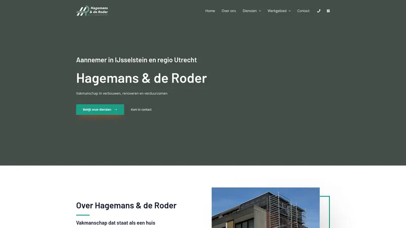 Website van bouw- en Aannemersbedrijf Hagemans & De Roder