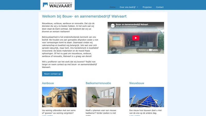 Website van Bouw- en aannemersbedrijf Walvaart