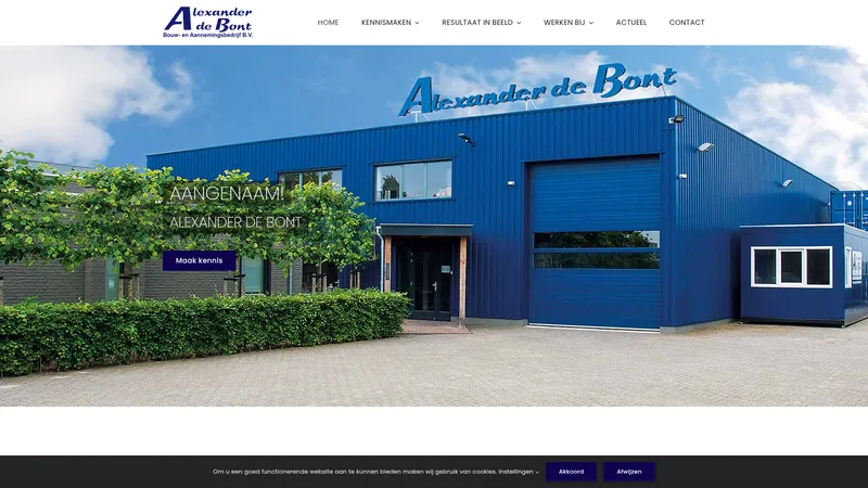 Website van Bouw- en aannemingsbedrijf Alexander de Bont