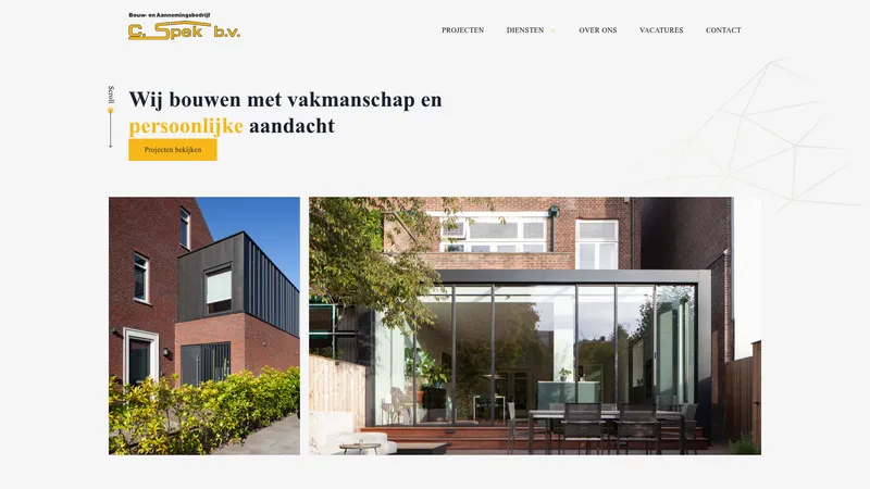 Website van Bouw- en Aannemingsbedrijf C. Spek bv.