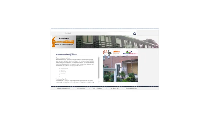 Website van Bouw - en Aannemingsbedrijf Dave Blom