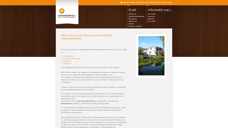 Website van Bouw- en aannemingsbedrijf Hoogendoorn B.V.
