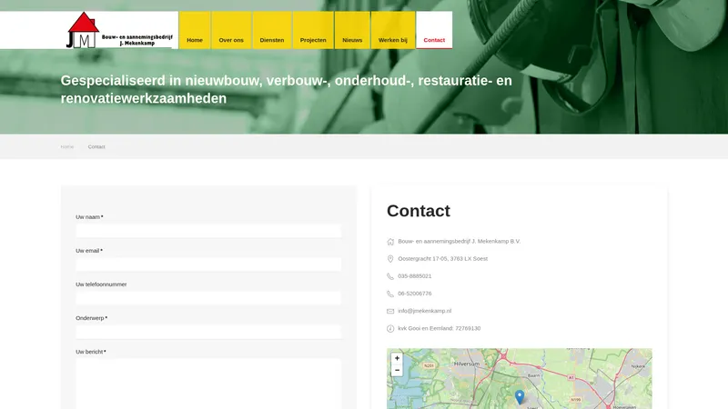 Website van Bouw-en aannemingsbedrijf J. Mekenkamp B.V.