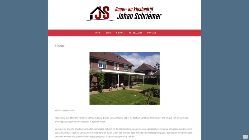 Website van Bouw- en klusbedrijf Johan Schriemer