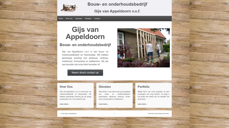 Website van Bouw- en Onderhoudsbedrijf Gijs van Appeldoorn