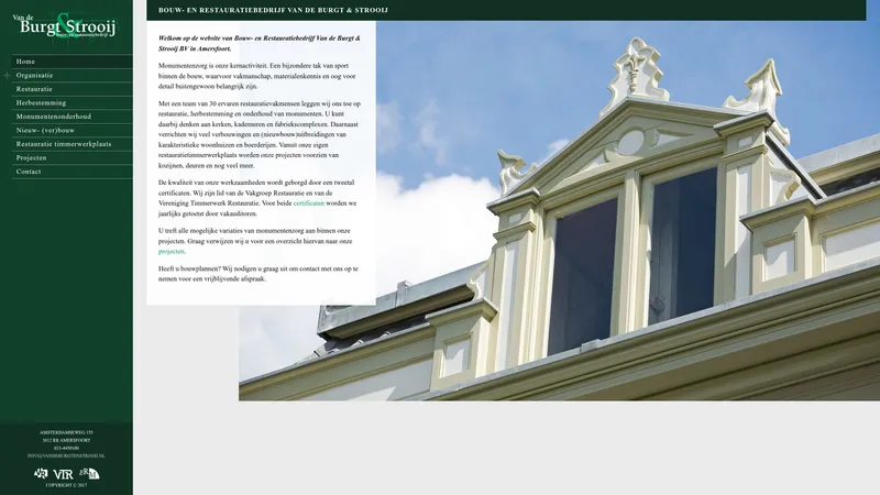 Website van Bouw- en Restauratiebedrijf Van de Burgt & Strooij bv