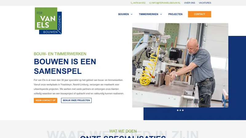 Website van Bouw- en Timmerbedrijf Fer van Els