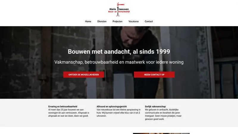 Website van Bouw- en timmerbedrijf Mario Theeuwen