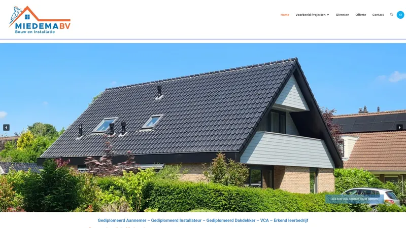 Website van Bouw & Installatie Miedema BV