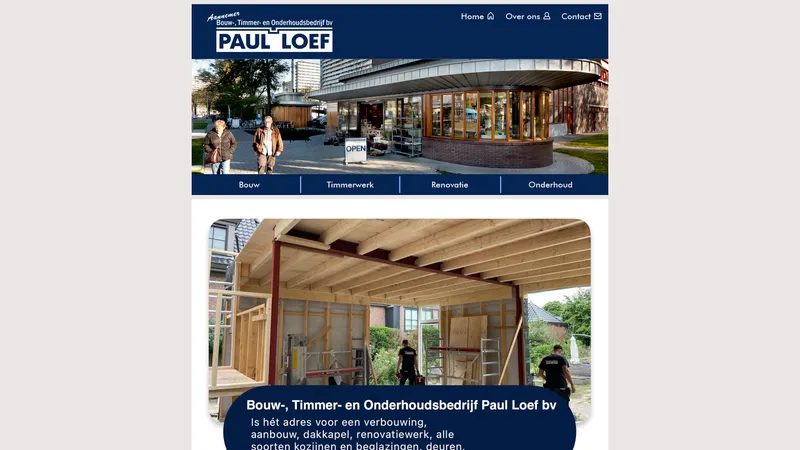 Website van Bouw-, Timmer- en Onderhoudsbedrijf Paul Loef bv