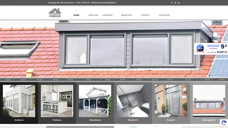 Website van Bouw-Timmerbedrijf J. Dollee B.V.