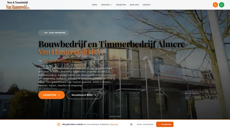 Website van Bouw & Timmerbedrijf van Hamersveld B.V