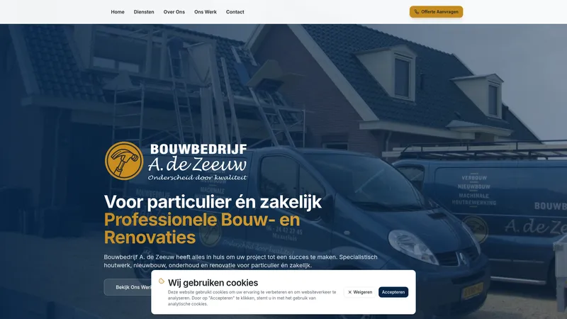 Website van Bouwbedrijf A. de Zeeuw