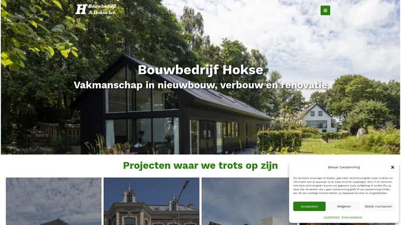 Website van Bouwbedrijf A. Hokse B.V.