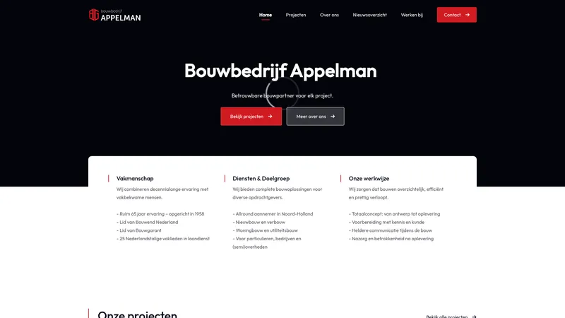 Website van Bouwbedrijf Appelman
