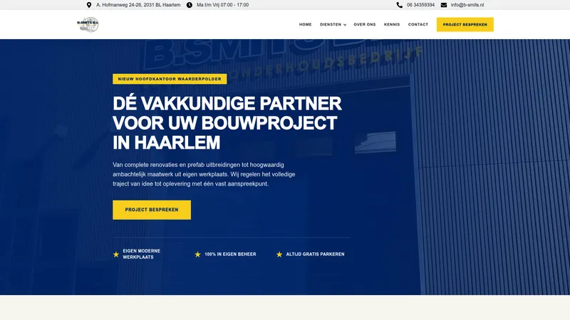 Website van Bouwbedrijf B. Smits B.V.